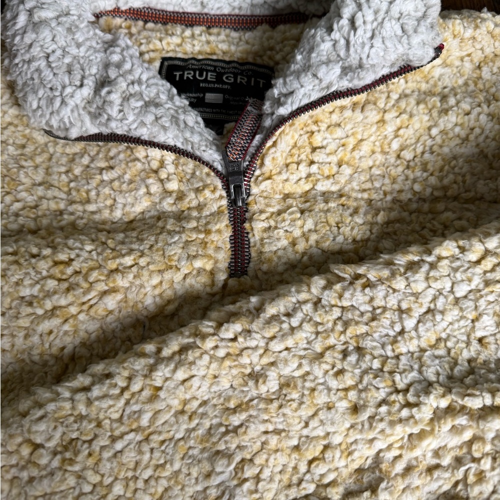 True Grit Men's Yellow Zip-Up‎ Sherpa Sweater